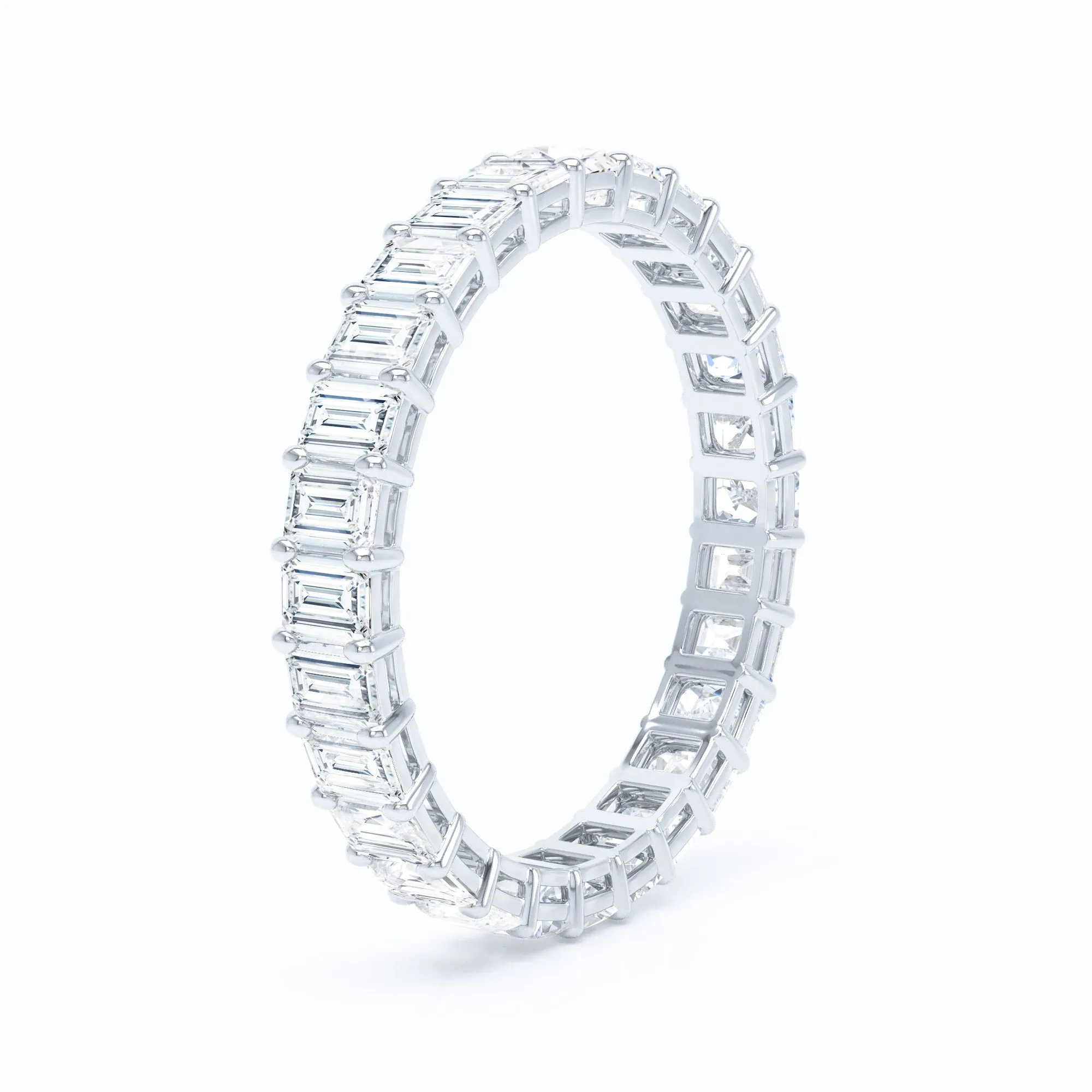 Mini Emerald Cut Shared Prong Wedding Band