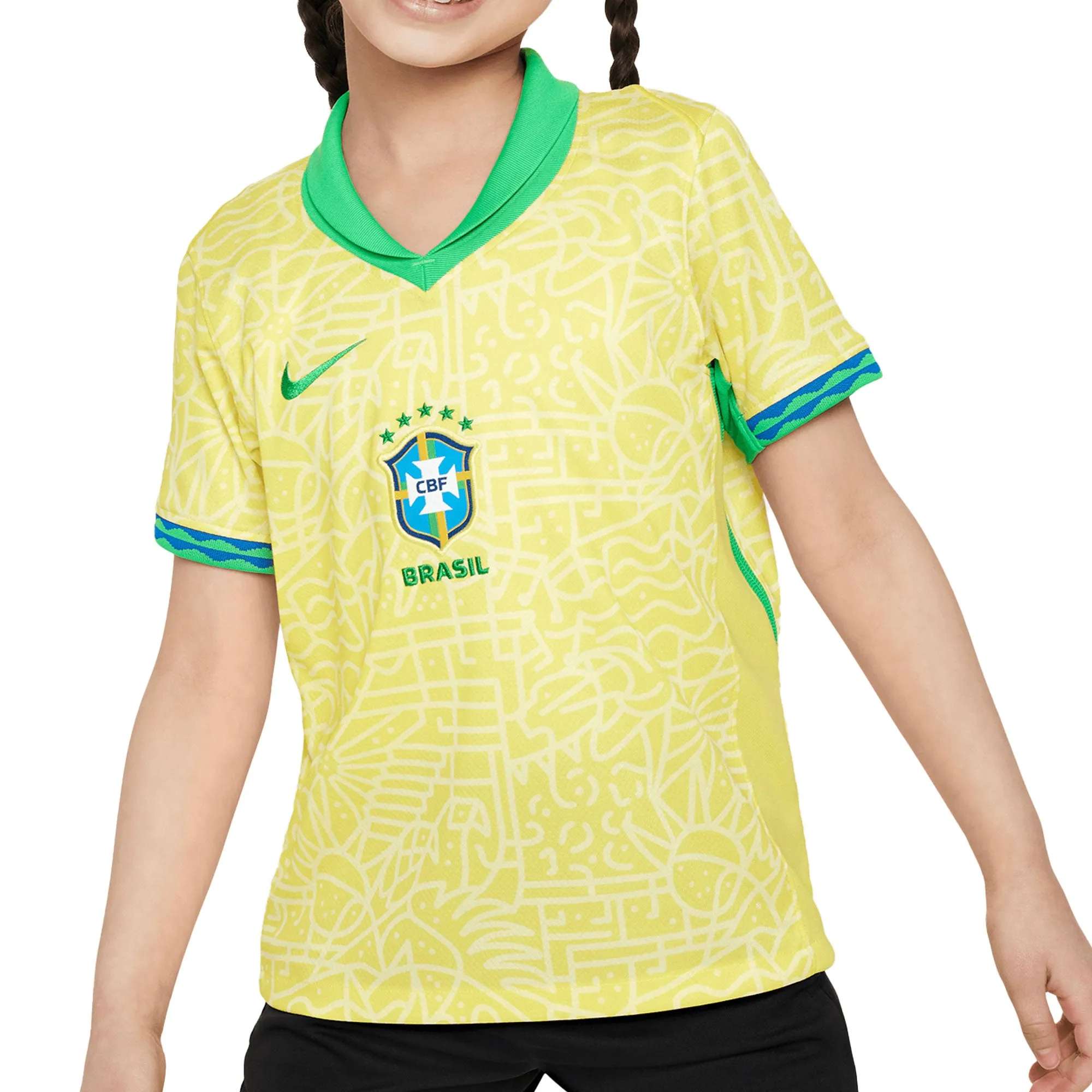 Nike Brazil 2024/25 Little Kids Dri-FIT ADV Home Jersey Yellow/Green