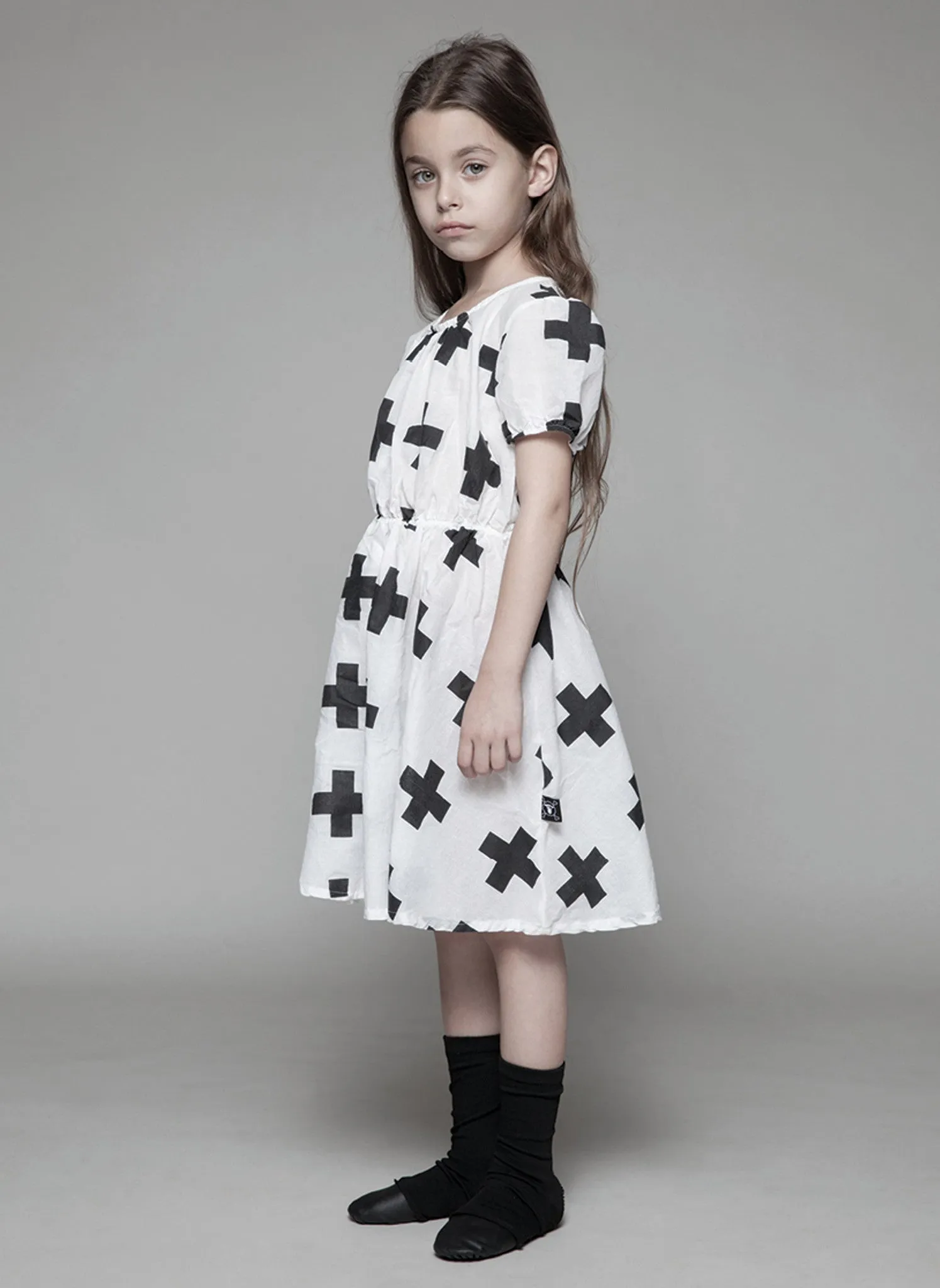 Nununu Doll Cotton Star Dress in Black