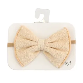 oh baby! Cotton Terry Bow Nylon Headband - Natural