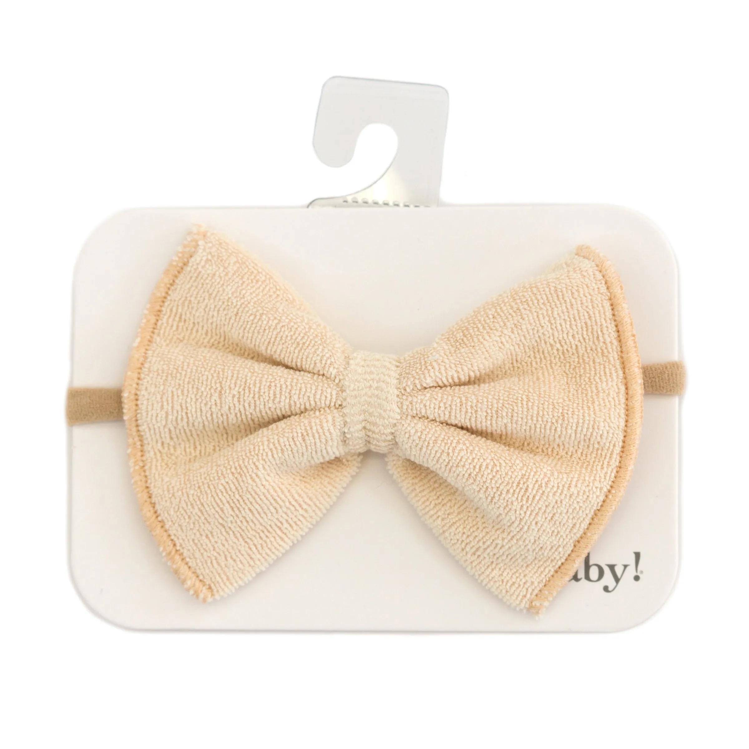 oh baby! Cotton Terry Bow Nylon Headband - Natural