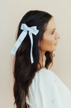 *Olivia Long Bow Clip in Baby Blue