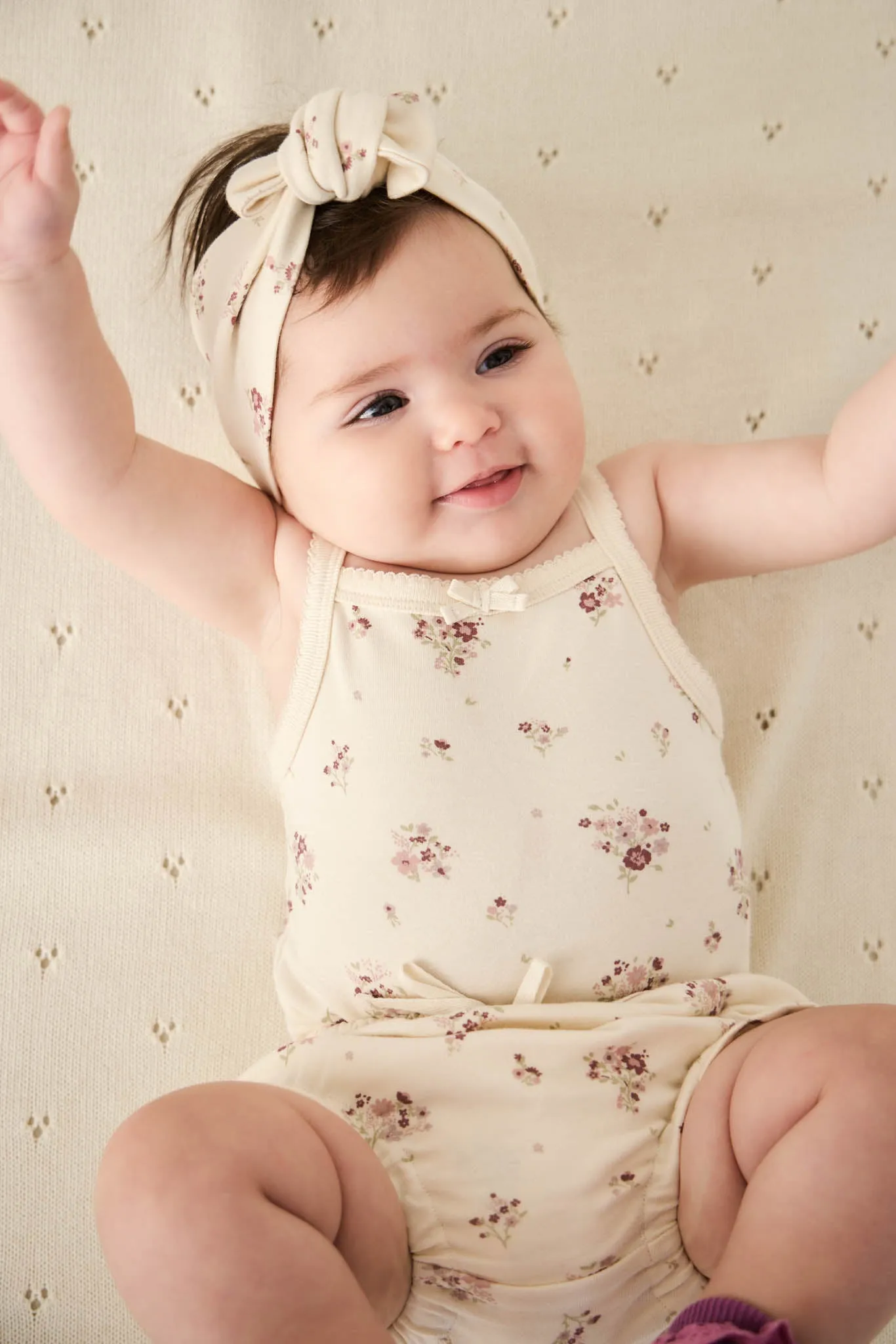 Organic Cotton Bridget Singlet Bodysuit - Lauren Floral Tofu