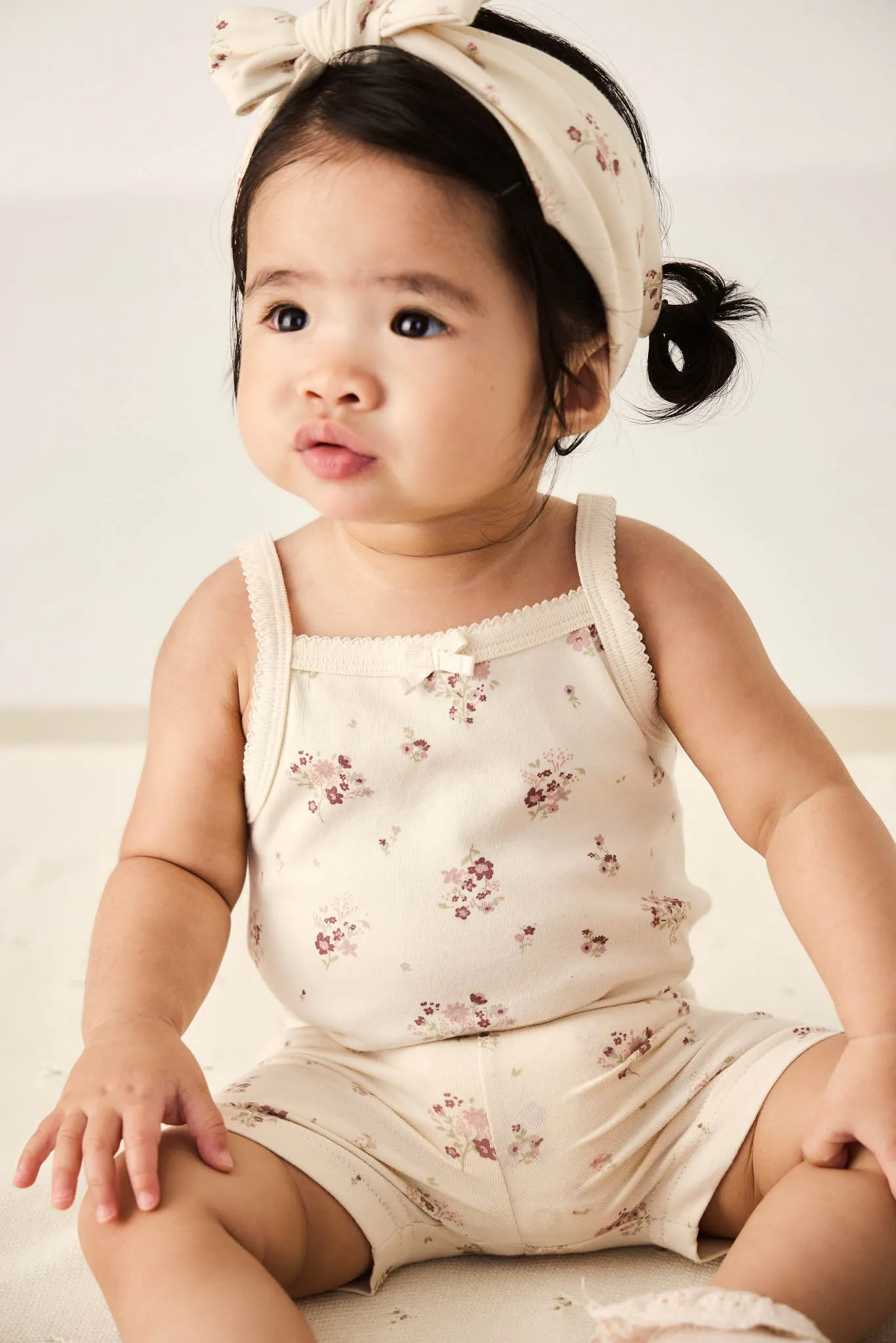 Organic Cotton Bridget Singlet Bodysuit - Lauren Floral Tofu