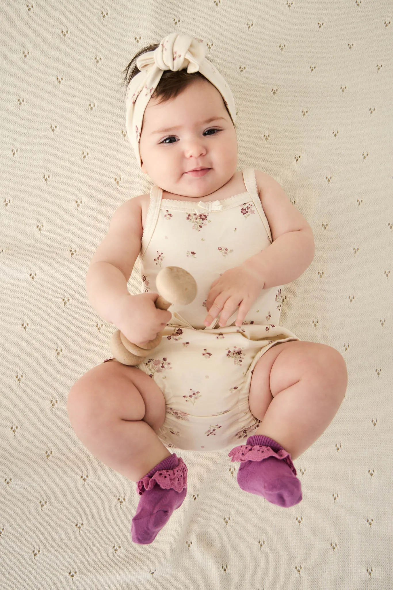 Organic Cotton Bridget Singlet Bodysuit - Lauren Floral Tofu