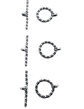 Oxidized Sterling Silver Twisted Toggle Clasp (Pkg of 1 Set)