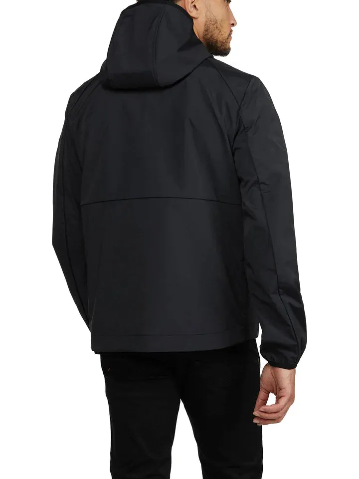 Pajar Mens Benton Packable Rain Jacket with Fix Hood and Shirtail Hem - BLACK