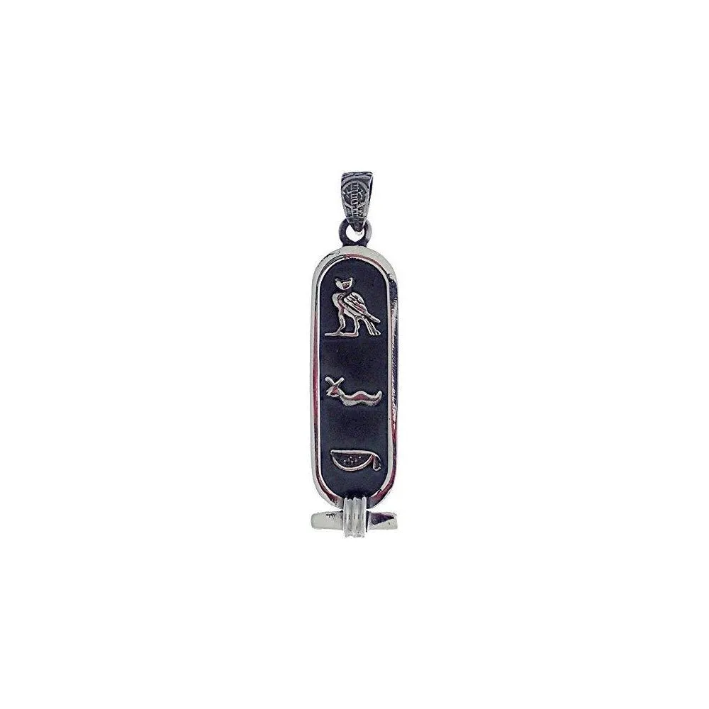 Personalized Oxidized Sterling Silver Cartouche Pendant