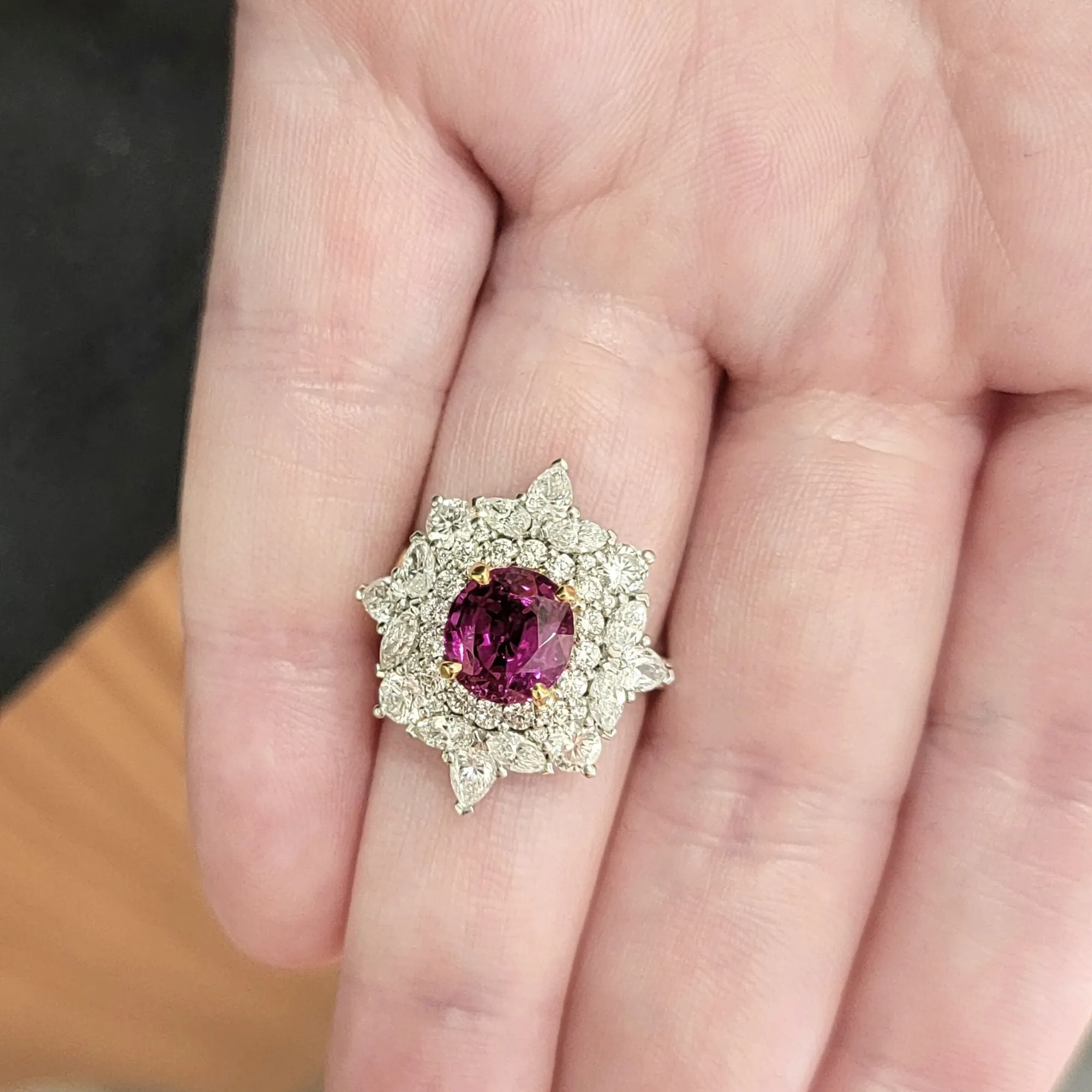 Platinum Ruby and Diamond Statement Ring