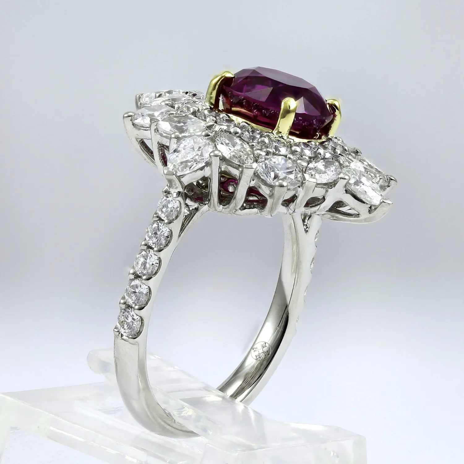 Platinum Ruby and Diamond Statement Ring