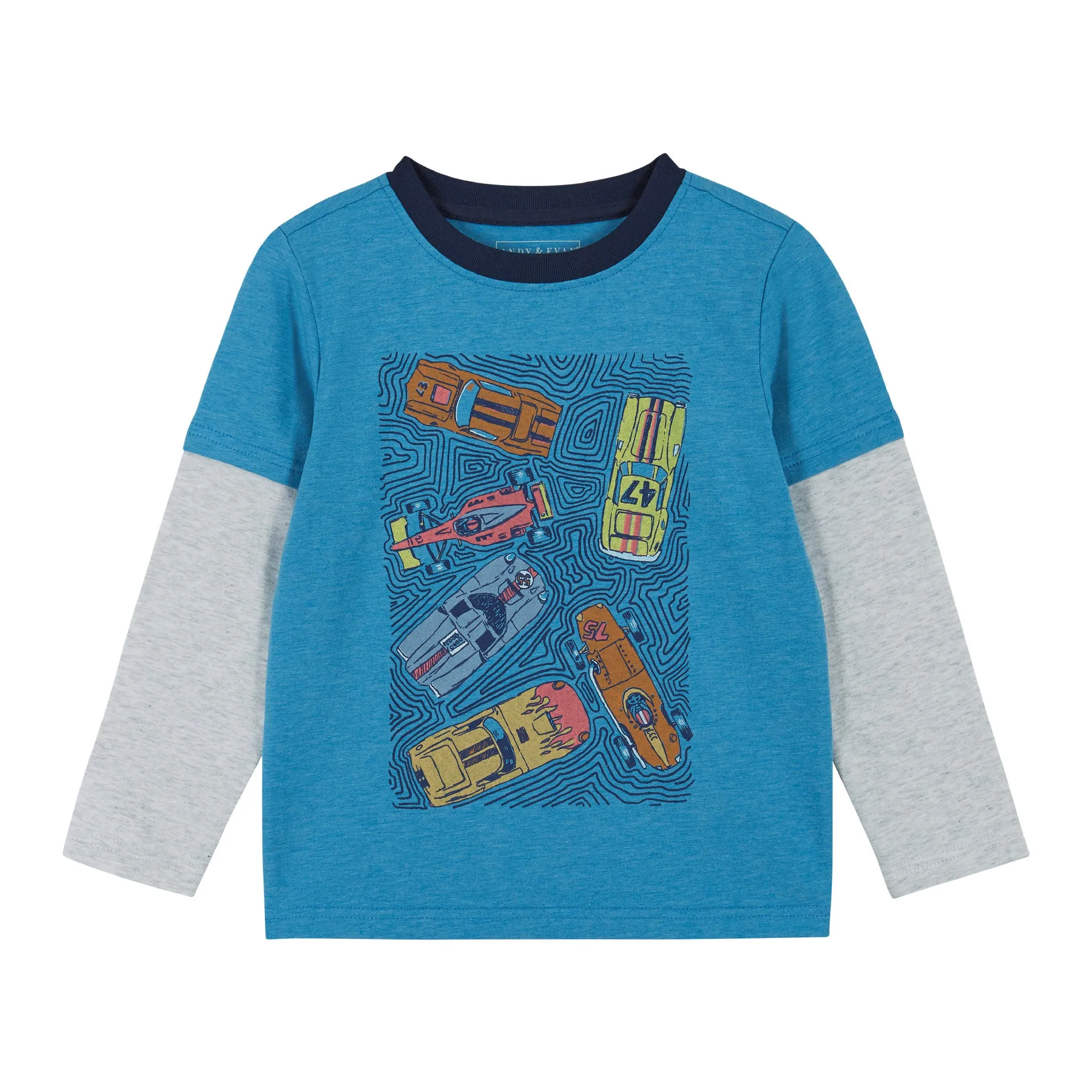 Racecar Long Sleeve Two-Fer Tee  | Aqua