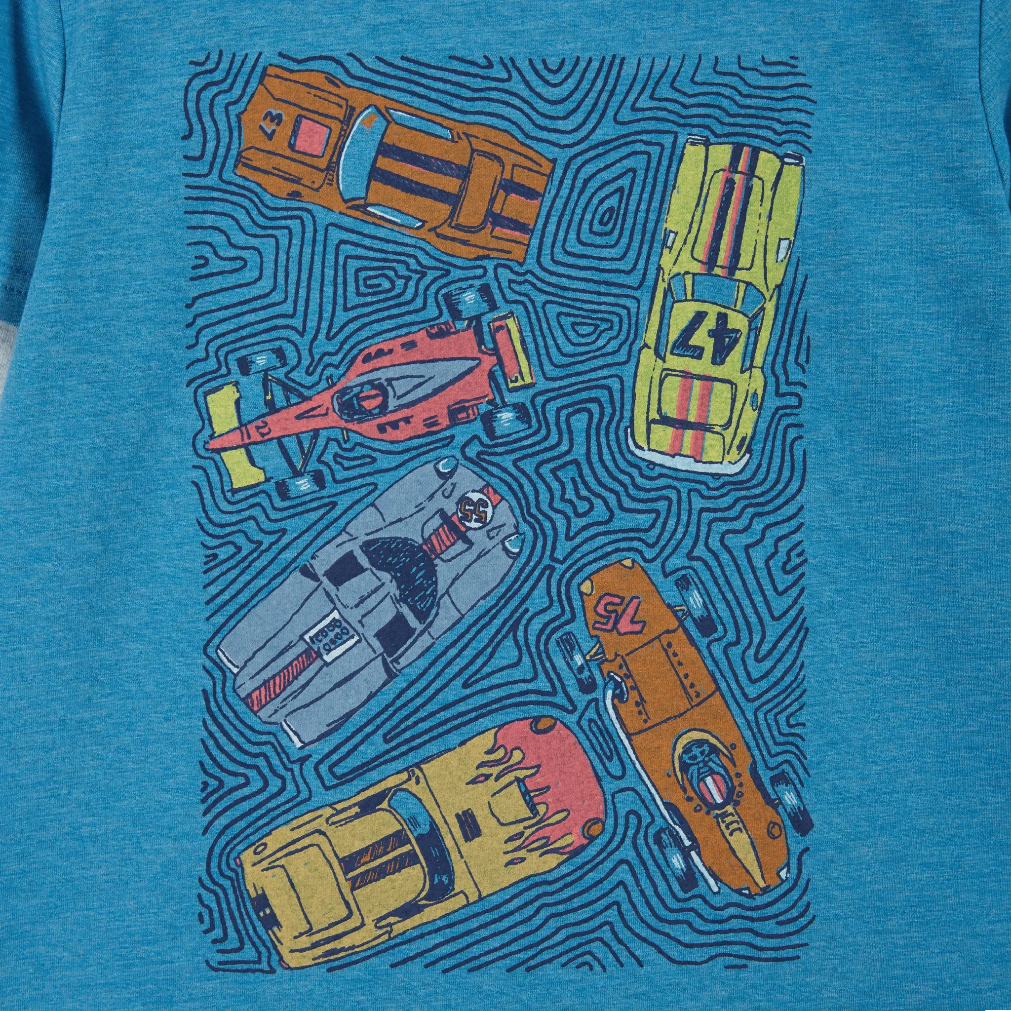 Racecar Long Sleeve Two-Fer Tee  | Aqua