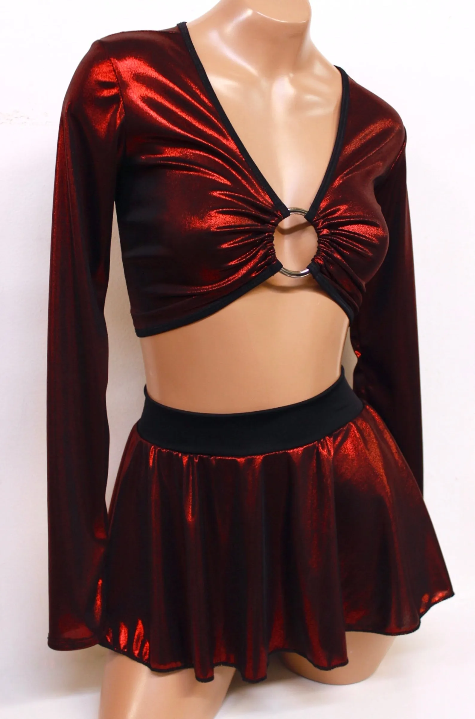 Red Metallic Ring Top