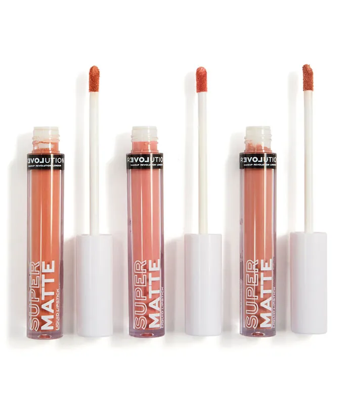 Revolution Relove - Set de 3 labiales líquidos Super Matte - Blush