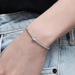 S925 Moissanite Heart Cut Tennis Bracelet