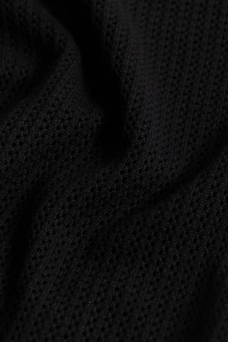 Serene Knit Elegance Black Shirt