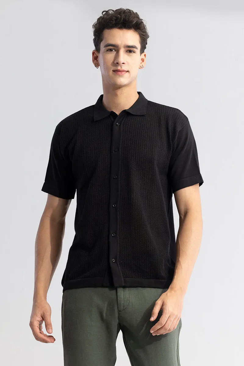 Serene Knit Elegance Black Shirt