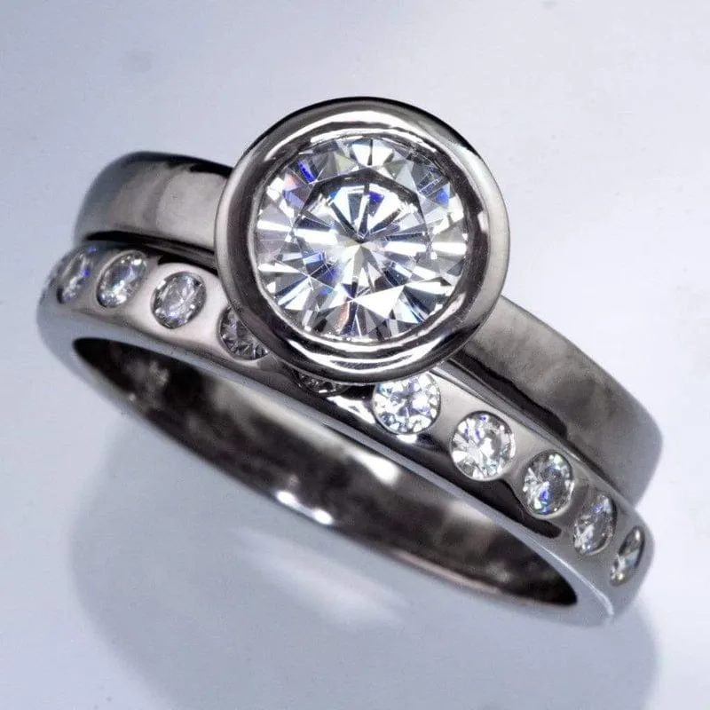 Signature Bezel Set Solitaire Engagement Ring - Setting only