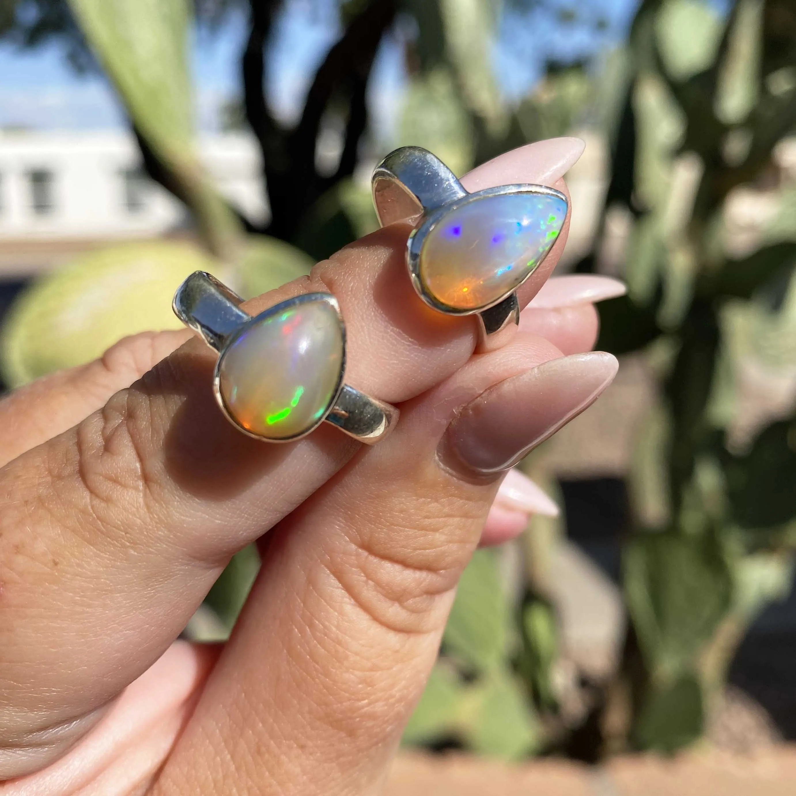 Teardrop Welo Opal Silver Ring, One of a Kind