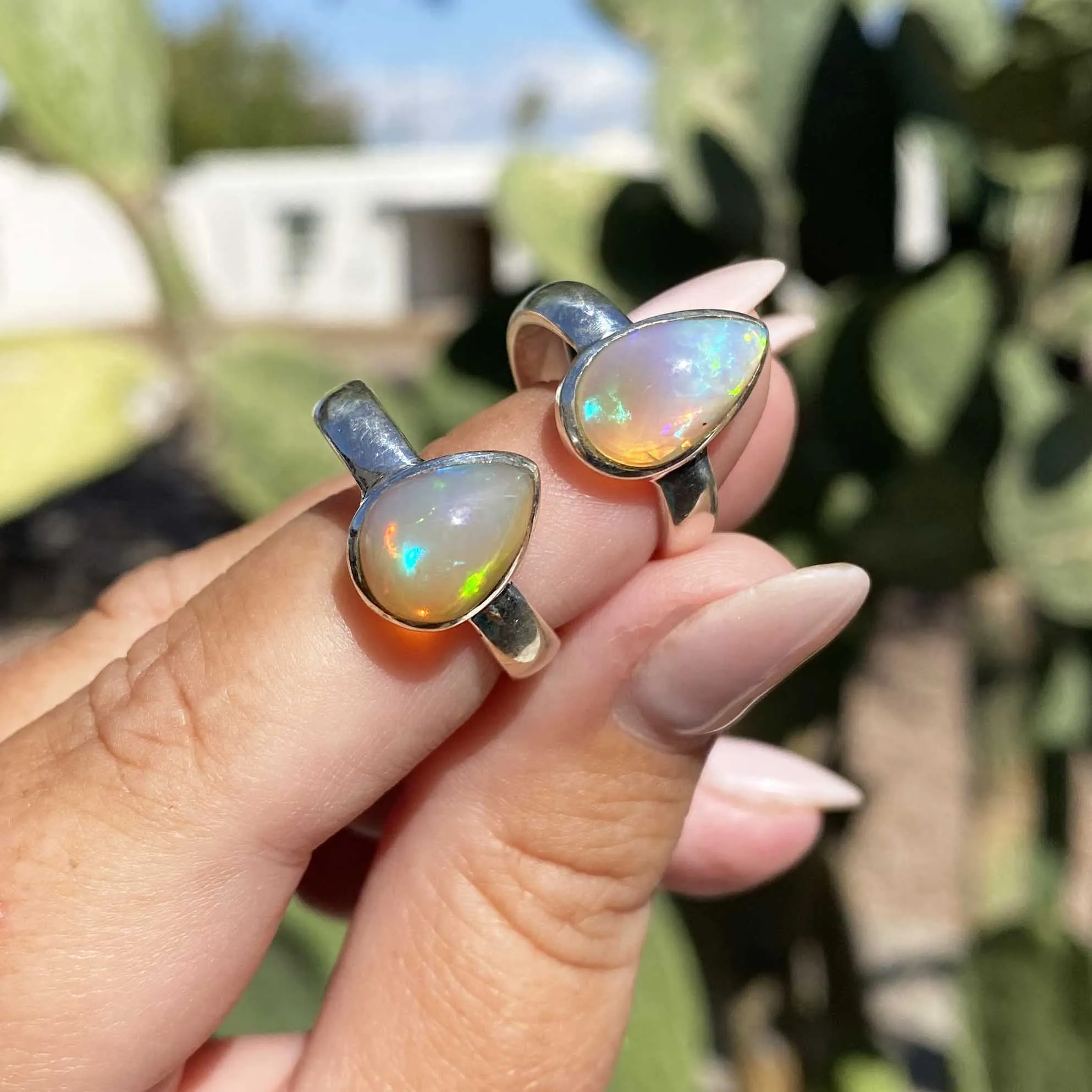 Teardrop Welo Opal Silver Ring, One of a Kind