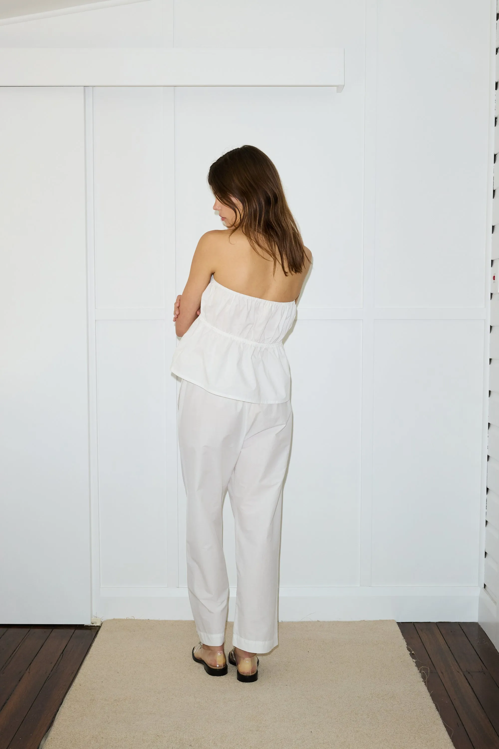 the strapless cotton top - white