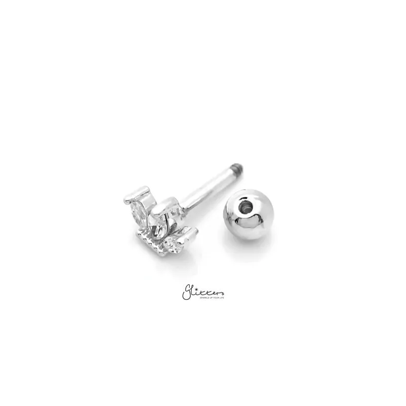 Triple Marquise CZ Set Cartilage Tragus Piercing Earring - Silver