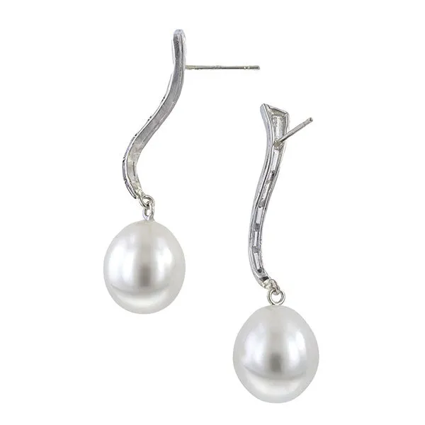 Vintage Diamond & Pearl Drop Earrings