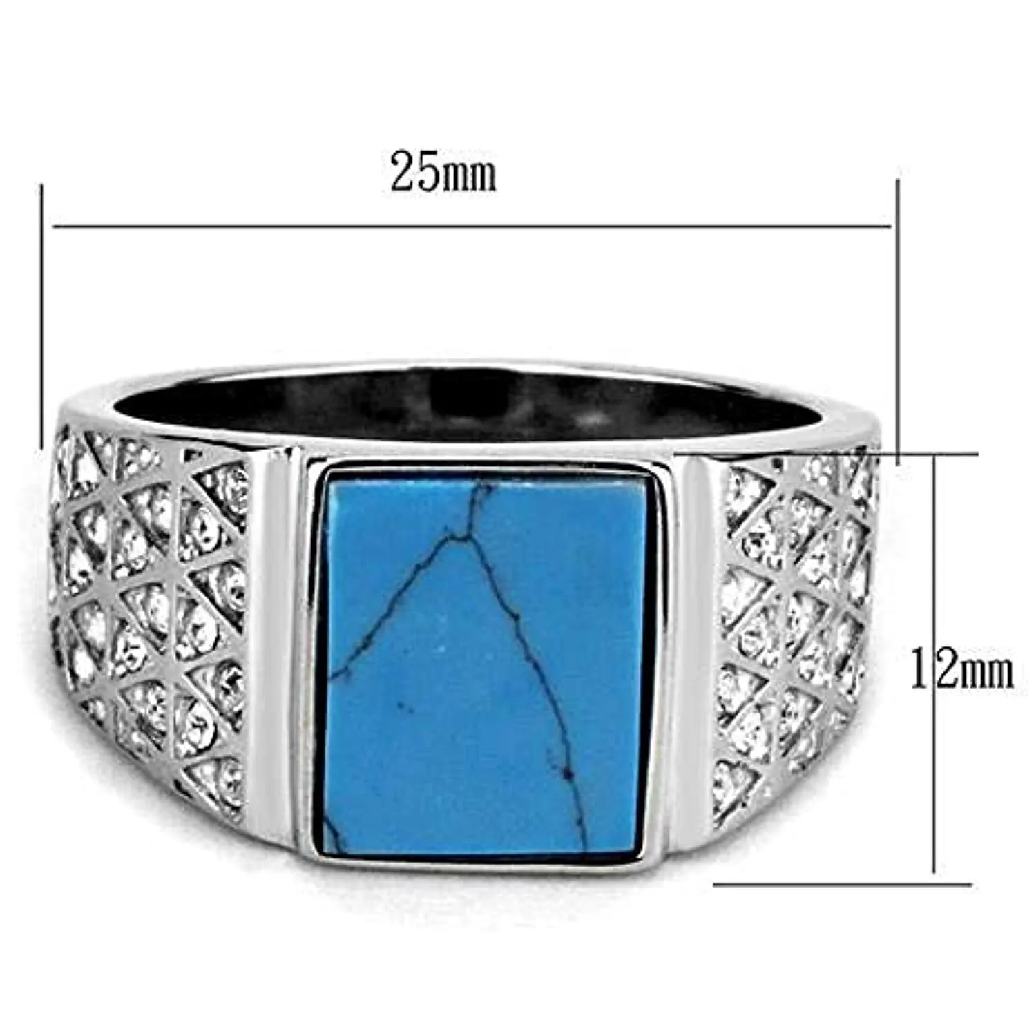 WildKlass Stainless Steel Ring High Polished Men Synthetic Sea Blue