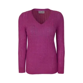 Women's Thomas Cook  Cable Knit V-Neck Jumper Purple