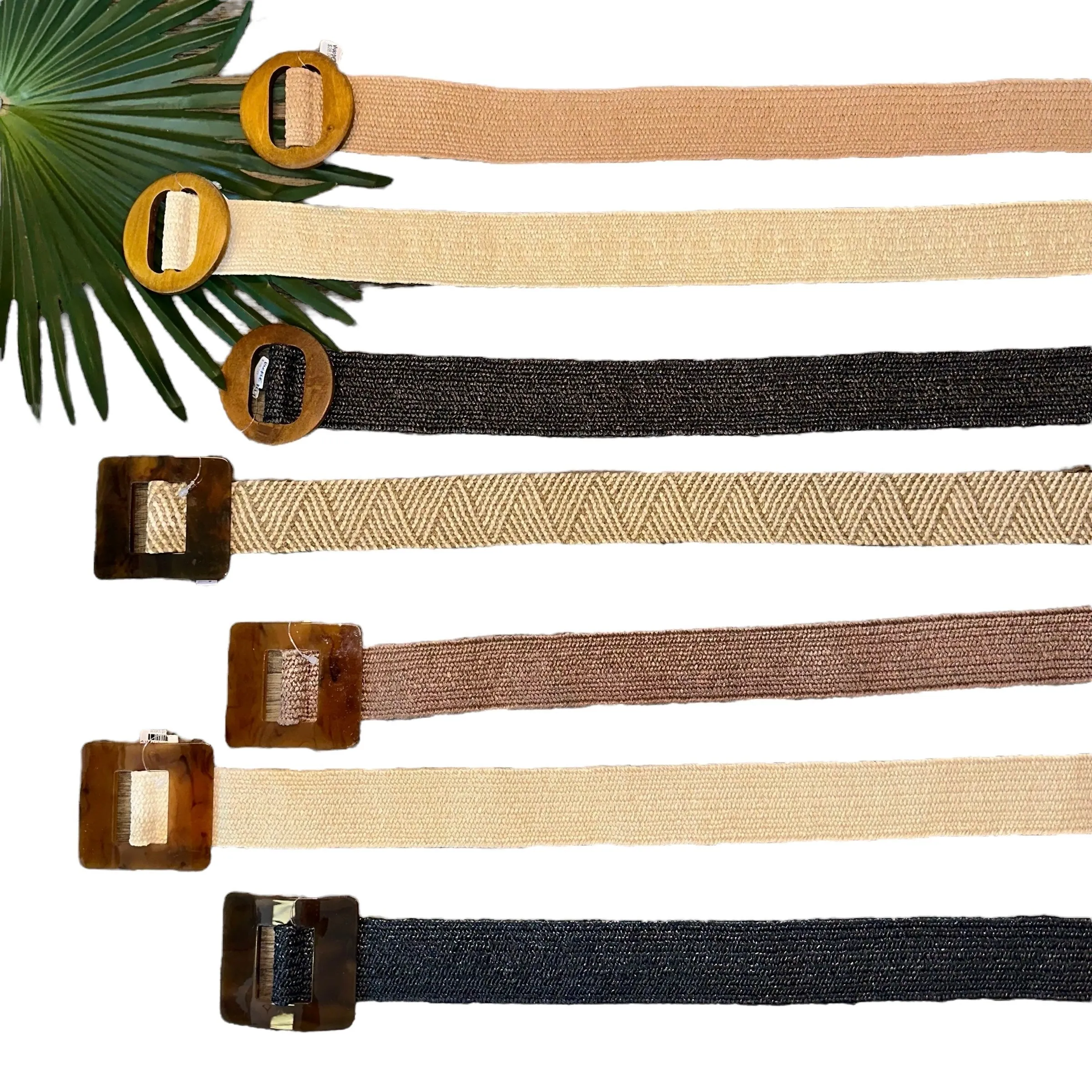 Wooden Circle Buckle Belt in black